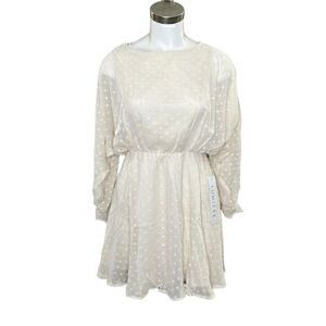 Urban Outfitters Womens Cream Swiss Dot Babydoll Lightweight Dress Size Medium